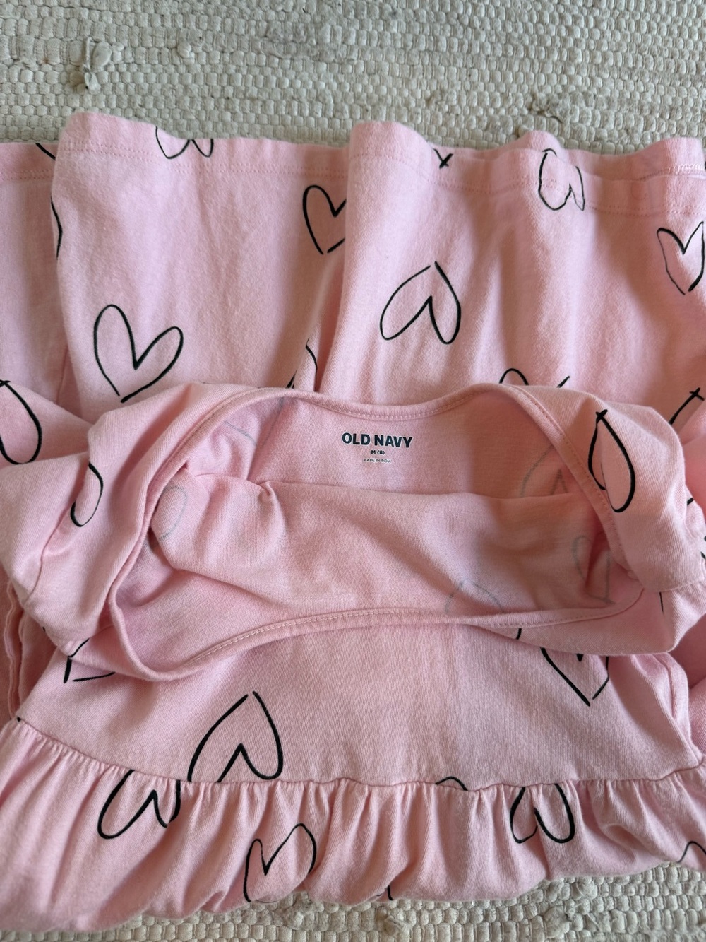 Old Navy Girls Pink Dress with Black Heart Print - Picture 2 of 3